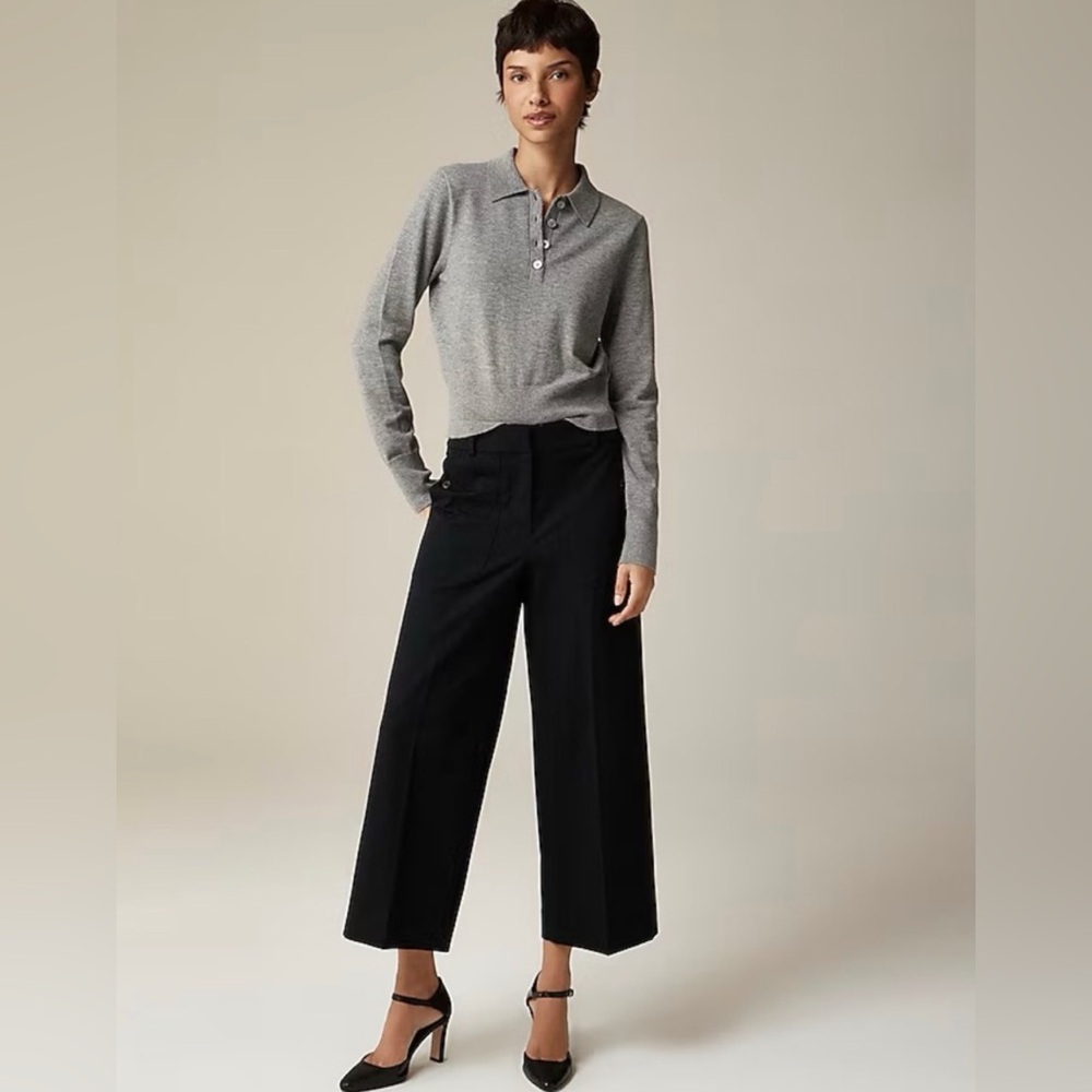 NWT J. Crew Sydney Wide-leg Pant in Bi-stretch Cotton Blend Black